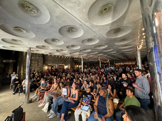 Hundreds of students gather to watch the presidential debate in 2024