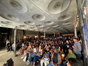 Hundreds of students gather to watch the presidential debate in 2024